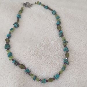 Natural Turquoise And Citrine Choker Style Necklace